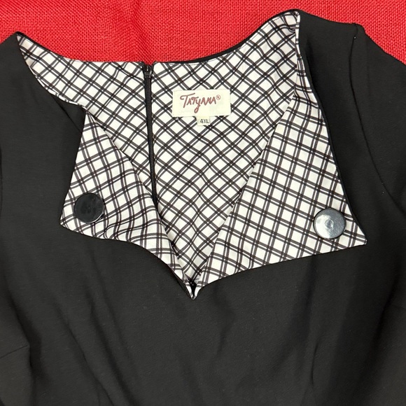 Tatyana Black Dress with Checkered Details - Picture 2 of 4